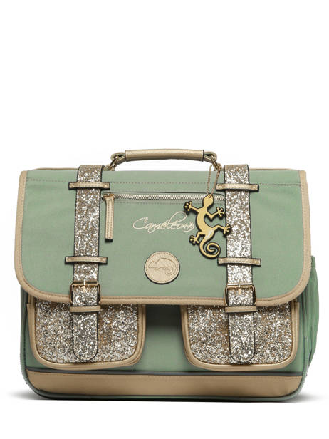 Boekentas Voor Kinderen 2 Compartimenten Cameleon Groen vintage fantasy CA38 ander zicht 7